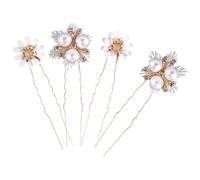 HAKIDZEL Cheveux Fleuries en Alliage Doré Perles pour Mariage, Effet Décoratif Délicat, Faciles à Glisser un Chignon, Lot de 4 pour Femmes