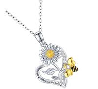 HAKIDZEL Collier Motif Abeille et Tournesol Cœur Pendentif en Alliage Design Délicat et Chic, Bijou Décoratif pour Dîners en