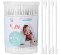 HAKIDZEL Cotons-tiges pour Bébé 200pcs en Coton Blanc avec Double Embout Ellipse et Spirale, Sécurité pour Nettoyer le Cérumen du Bébé, pour Maquillage et Soins