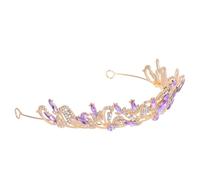 HAKIDZEL Couronne Laurier Dorée Élégante en Alliage de Zinc et Cristaux, Coiffe Décorative Vintage Chic pour Mariage et Anniversaire, Bandeau Cheveux Femme Délicat