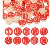 HAKIDZEL de Pièces D'échecs Numérotées Faciles à Tenir 2 Sets en Bois Rouge Remplacement pour Jeux de Société Bingo et Échecs