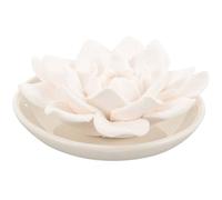 HAKIDZEL Diffuseur Passif de Parfum en Plâtre Blanc, Motif Fleur de Lotus, Diffuseur D'huiles Essentielles pour Voiture, Chambre et Salle de Bain, Pierre Parfumée Décorative et Solide