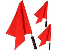 HAKIDZEL Drapeaux D'arbitre de Course Tissu Antidérapant en Acier Inoxydable 3pcs Rouges Pratiques à Utiliser Signalisation Sécurité Terrain