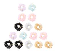 HAKIDZEL Élastiques à Cheveux pour Femmes 15pcs en Maille Délicate Fleurs Colorées, Texture Douce, pour Mariage et Cérémonies Couleur Aléatoire