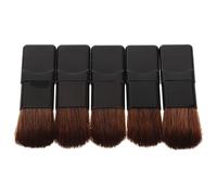 HAKIDZEL Ensemble 5 Pcs Mini Pinceaux de Maquillage Doux en Fibres, Petit Pinceau à Blush Plat et Applicateur Poudre, Pinceaux de Voyage Compacts pour Maquillage Précis Teint Yeux
