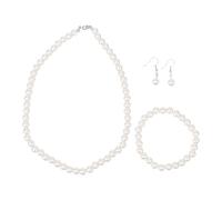 HAKIDZEL Ensemble de Bijoux pour Femme sans Rouille ni Décoloration Collier, Bracelet et Boucles D'oreilles en Verre Émaillé Blanc pour Mariage et Occasions Élégantes