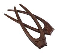 HAKIDZEL Épingles à Cheveux Style Chinois Vintage Accessoires Polyvalents en Bois Marron Forme U Lot de 2 Visage de Chat pour Mariages et Soirées Élégantes