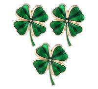 HAKIDZEL Épingles Trèfle à Quatre Feuilles Vert Émeraude en Alliage Émaillé Lot de 3 pour Accessoires de Noël Femme et Fille Pins Décoratifs pour Vêtements Paquet