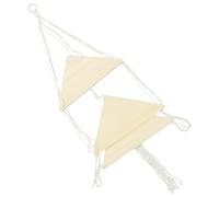 HAKIDZEL Étagère Murale Macramé Bohème à Suspendre, Bois et Corde Coton | Décoration Chambre, Petits Espaces, Design Mural, Beige, Rangement Discret, Pièce Triple