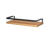 HAKIDZEL Étagère Murale Vintage en Bois et Fer, Rangement Suspendu | Bois Marron, Rail de Protection, pour Serviettes, Jardinière Tube, Salle de Bain et Bureau
