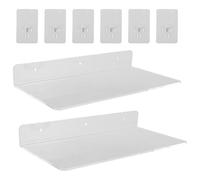 HAKIDZEL Étagères Murales Flottantes Gain de Place Lot de 2 en Acrylique Transparent Design Moderne, Grosse Capacité pour Support de Jardinières Cuisine ou Chambre