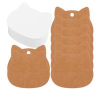 HAKIDZEL Étiquettes avec Trou Pré-percé en Papier Kraft Marron 200 en Forme de Tête de Chat Design Vierge, pour Décorations de Fête et Cadeaux de Vacances