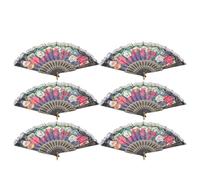 HAKIDZEL Éventails Pliants à Main avec Bordure en Dentelle Délicate Set de 6 en Dentelle Vintage Style Espagnol Tissu en Soie et Plastique, pour Événements D'été Photographie Dansante