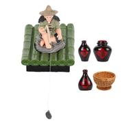 HAKIDZEL Figurine de Pêcheur Ancien Flottante pour Aquarium Décor Vert | Design Flottant, Vue Dégagée, Usage Polyvalent, Pvc Métal Écume, Mini Jardin Zen et Bac à Poissons