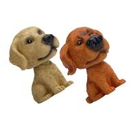 HAKIDZEL Figurines de Chien Mignon à Tête Qui Bouge en Résine, Lot de 2 Pièces, Décoration Intérieure de Voiture Créative et Amusante pour Tableau de Bord