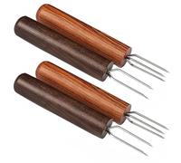 HAKIDZEL Fourchette pour Moxibustion en Ébène 4 Pièces, Prolongateur Pratique pour Massage à Domicile Institut
