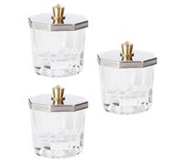 HAKIDZEL Godets Verre Cristal Octogonaux Lot de 3 Couvercle Acier Inox pour Liquides et Poudres Acryliques Récipients Nail Art pour Professionnels et Amateurs