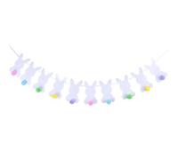 HAKIDZEL Guirlande de Pâques pour Décorations Extérieures Pompons Colorés Lapin Blanc 2,5 Mètres en Non-tissé et Fêtes de Pâques