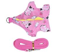 HAKIDZEL Harnais Décoratif pour Petits Animaux Laisse Réglable en Tissu Rose, Confortable et Sécurisé, pour Hamster, Lapin et Cochon d'Inde en Promenade