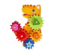 HAKIDZEL Jeu de Construction en Bois Mécanismes pour Garçon et Filles Préscolaires, Blocs de Construction Éducatifs Colorés, Associatif en Bois Dinosaure, Développement Motricité