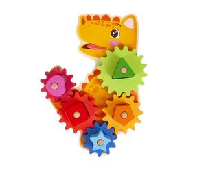 HAKIDZEL Jeu de Construction en Bois Mécanismes pour Garçon et Filles Préscolaires, Blocs de Construction Éducatifs Colorés, Associatif en Bois Dinosaure, Développement Motricité