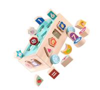 HAKIDZEL Jeu Éducatif de Blocs en Bois Naturel 18 Trous pour Préscolaire, Puzzle de Formes Colorées pour Développement Cérébral, Coordination Œil-Main et Motricité Fine, Empilable