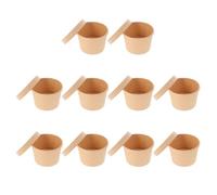 HAKIDZEL Lot de 10 Sets de Sets de Coupes de Crème Glacée en Papier Kraft 8 Oz Couvercles, Pratiques et Élégantes pour Dessert à Emporter Lors du Déjeuner ou Dîner