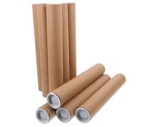 HAKIDZEL Lot de 10 Tubes Porte-affiche en Papier Kraft Khaki 2 Bouchons Abs, Tube à Dessin Rond de 1,5 X 30 Cm pour Expédition et Rangement de Documents