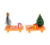 HAKIDZEL Lot de 2 Accessoires de scène de Noël pour Maison de poupée, Miniatures, Cannes à Sucre, boîte Cadeau, Mini Chaise, Figurine pour décorations de Micro-Paysage de à Faire soi-même