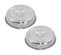 HAKIDZEL Lot De 2 Couvercles De Barbecue en Acier Inoxydable : Couvercle Rond De 18 cm pour Steak, De Cuisson en Métal À Dessus Plat, Facile À Nettoyer Et Lavable Au Lave-Vaisselle.