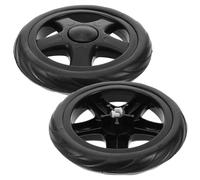 HAKIDZEL Lot de 2 Roues de Chariot Utilitaire en Plastique, Petites Roulettes Noires Pivotantes, pour Chariot de Courses Pliable et Caddie de Supermarché, Remplacement Fonctionnel