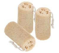 HAKIDZEL Lot de 3 Éponges de Loofah Naturelles en Luffa Bain Cuisine, Brosse de Nettoyage Exfoliante pour Corps, Hommes et Femmes, Couleur Kaki