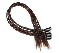 HAKIDZEL Lot de 4 Extensions de Queue de Cheval Tressées Synthétiques Postiches Longues en Fibre Résistante à la Chaleur Couleur Brun Clair Naturel Perruques Tressées pour Femmes