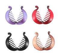 HAKIDZEL Lot de 4 pinces à cheveux rondes | Petites pinces à cheveux banane en forme de queue de poisson | Peignes en plastique pour coiffer les longs, raides, bouclés et épais des femmes et des