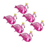 HAKIDZEL Lot de 6 Ballons en Aluminium Flamants Roses Décorations Créatives pour Fête Hawaïenne Kit de Ballons Décoratifs Tropicaux pour Anniversaire et Festival Couleur Rose Vif