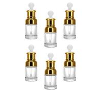 HAKIDZEL Lot de 6 Flacons Compte-gouttes Vides en Verre Transparent 30 Ml Bouchons Dorés Hermétiques, Distributeurs D'huiles Essentielles pour Voyages, Aromathérapie et Cosmétiques