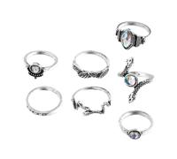 HAKIDZEL Lot de 7 Bagues Rétro en Alliage de Serpent Finition Délicate, Bagues Décoratives pour Doigts, pour Noël Occasions Spéciales