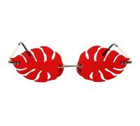 HAKIDZEL Lunettes de Soleil sans Monture de Feuille Rouge Vacances, Accessoires Photo de Fête Design Amusant et Matériaux Métal et PC