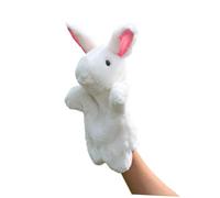 HAKIDZEL Marionnette à Main Lapin en Peluche Blanche, Marionnettes D'histoires pour Garçon et Filles, Accessoire de Jeu Interactif, Présent Éducatif pour Développement Communication, Doux