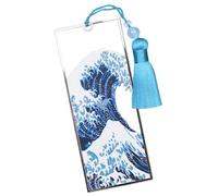 HAKIDZEL Marque-page Idée Originale Vague de Mer Bleu Décoratif en Alliage et Polyester Pompon Confortable Danger Lecture Couleur pour Remise de Diplôme Couleur Aléatoire