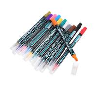 HAKIDZEL Marqueurs de Peinture Acrylique 12 Pièces à Double Pointe | Pointe Fine, Usage Créatif Multiusage, Boîtier Abs, pour Loisirs et Œuvres sur Plastique ou Toile