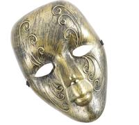 HAKIDZEL Masque Vénitien Complet Doré Style Vintage en Plastique Texture Solide et Confort pour Fêtes D'halloween et Soirées Déguisées