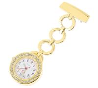 HAKIDZEL Montre de Poitrine Rectangulaire, Alliage Plastique, Clip Vêtement | Usage Hôpital et Toutes Occasions, pour Infirmières et Médecins, Couleur Or, Style Élève Examen