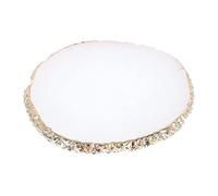 HAKIDZEL Palette De Manucure Pour Nail Art Ronde Blanche En Résine Cristal Agate Bord Doré, Plateau De Mélange Multi-usage Pour Amateurs Et Professionnels, Usage Salon Et Maison