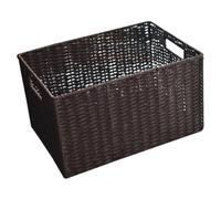 HAKIDZEL Panier Finition Rustique Naturel Rectangulaire en Plastique de Rangement Tressé Dimensions 30x20x15 Cm , pour Serviettes et Snacks Couleur Aléatoire pour Salon