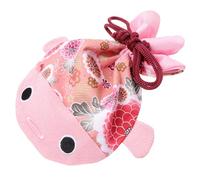 HAKIDZEL Paquet à Dragées Mariage à Cordon Japonerie en Tissu Rose Forme Poisson Doré pour Rangement Bonbons et Bijoux, Style Kawaii pour Festivals et Voyages