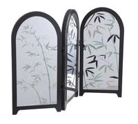 HAKIDZEL Paravent de Table Miniature, Écran de Décoration Intérieure en Acrylique, Pliant 3 Panneaux, Miroir, pour Bureau et Table Basse, Style Asiatique Traditionnel