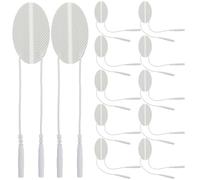 HAKIDZEL Patchs de Massage Électrodes Blanc Auto-adhésives en Silicone Ovales 10 Pièces pour Stimulation Musculaire et Soulagement Cervical Professionnel Portable