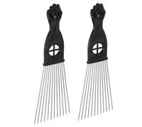 HAKIDZEL Peigne à Dents Larges en Acier et Plastique, 2 Pièces, Forme Éventail, Démêlant, pour Coiffure à Domicile ou Salon, pour Hommes et Garçon et Filles