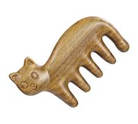 HAKIDZEL Peigne de Massage en Bois de Santal de Chat, Portable Dents Larges pour Masser le Cuir Chevelu et Détendre la Tête, Outil Unique et Chic pour Relaxation